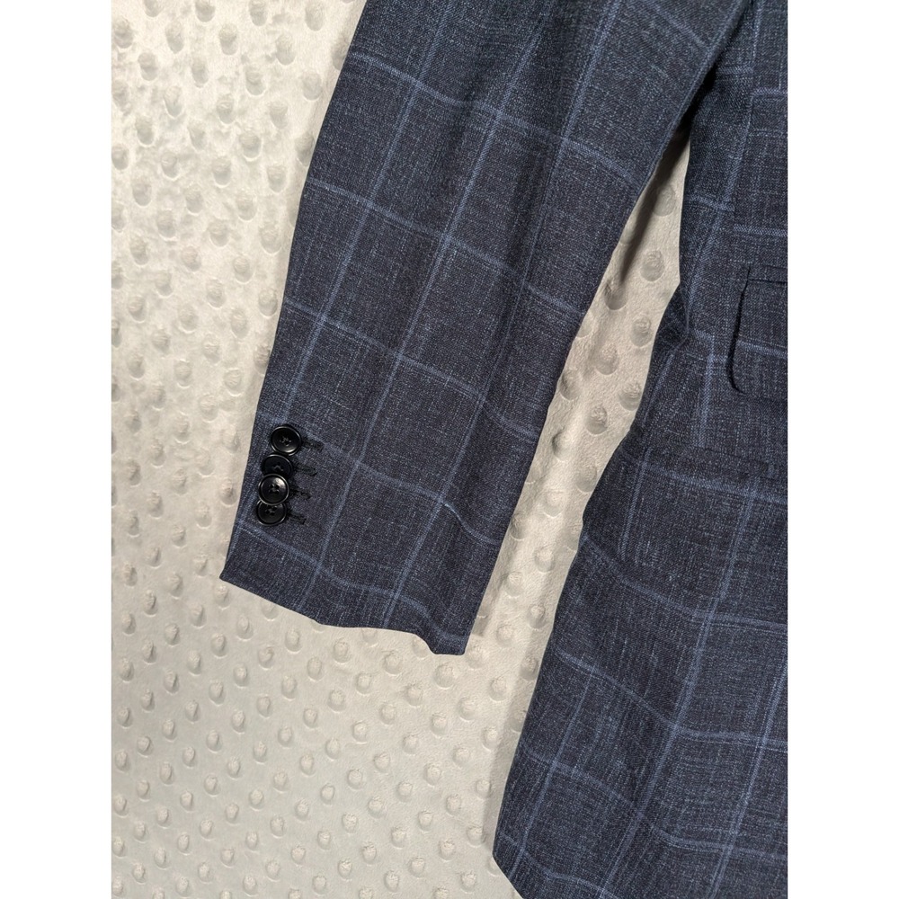 Sid Mashburn Blazer Men's 36S Navy Check Wool Silk Linen Suit Jacket Half Lined - Picture 2 of 16